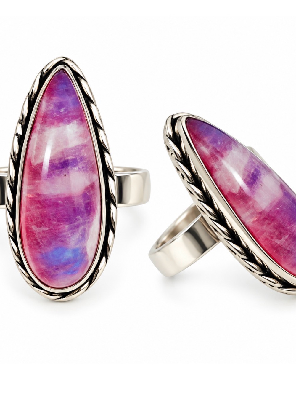 Size 9 pink moonstone ring sterling silver